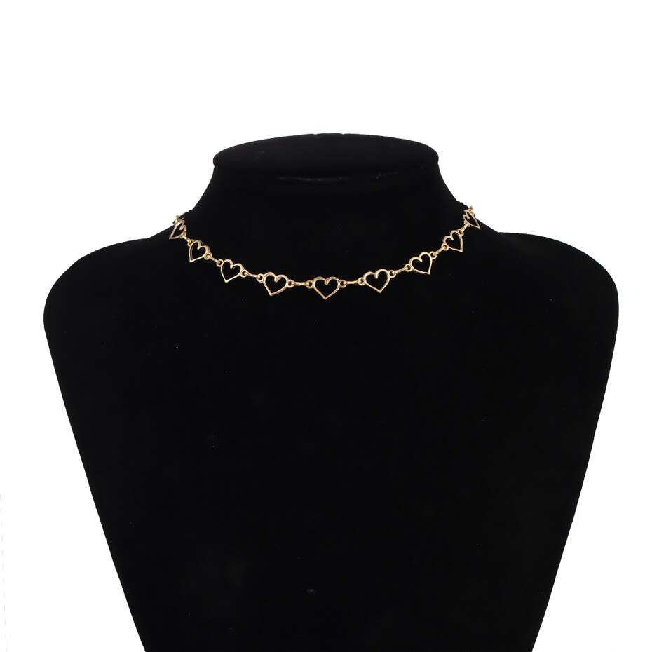 Lacteo Koreaanse Zoete Liefde Hart Ketting Choker Ketting Leuke Legering Sleutelbeen Keten Charm Ketting Sieraden Voor Lover: Gold Color