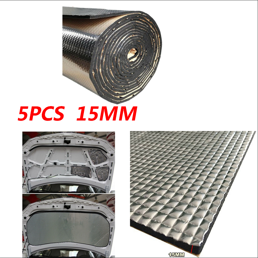 5 stk 15mm tykkere bil lydmatte prøvetrykk deadener varme støyisolering dødbringende matt hette lukket celle skum 30*50cm