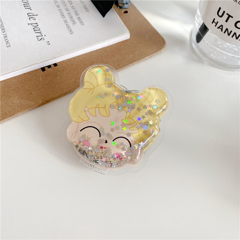 universal cute quicksand bear mobile phone grip telescopic mobile phone holder finger holder for all mobile phones: O