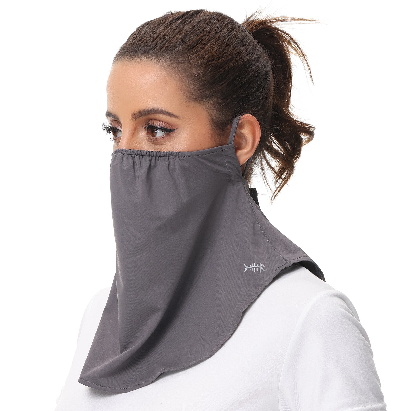 Bassdash UPF 50+ UV Men Women Face Neck Sunshade with Adjustable Earloops Sun Protection Neck Gaiter: Grey