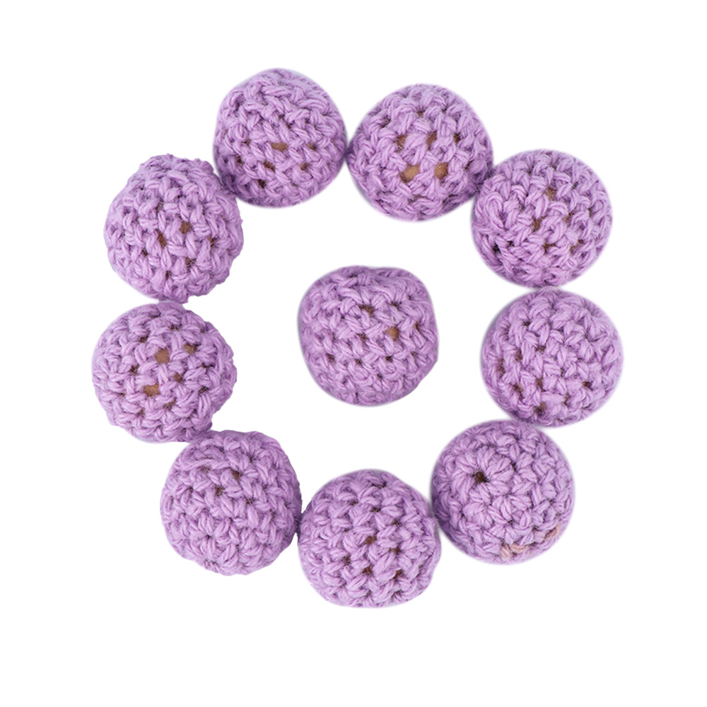 10 st/lot virkade pärlor i naturligt trä tuggbar tand amningshalsband tandpärlor baby bitring leksaker baby shower