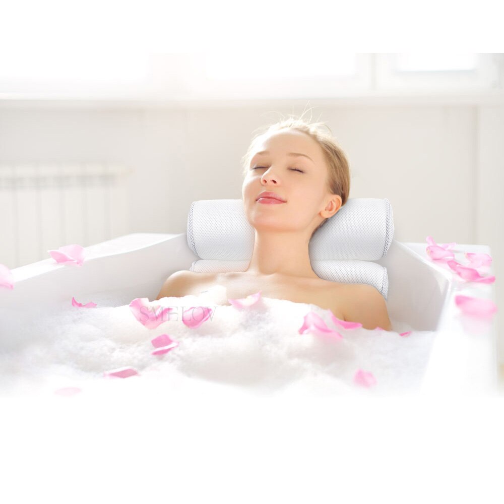 Åndbar 3d mesh badepude bærbar med sugekopper spa badekar ting pude massage pude til badekar badeværelse tilbehør
