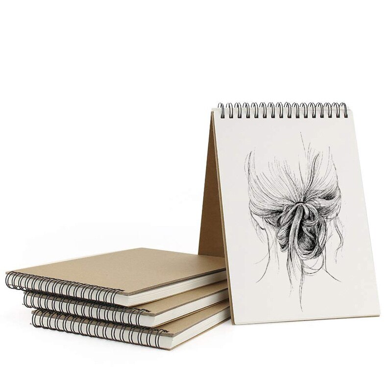 VEESUN-cuaderno de bocetos A5, bloc de dibujo y pintura de grafiti en espiral, cubierta Kraft, cuaderno de bocetos, escuela, hogar y oficina, 4 paquetes: Default Title