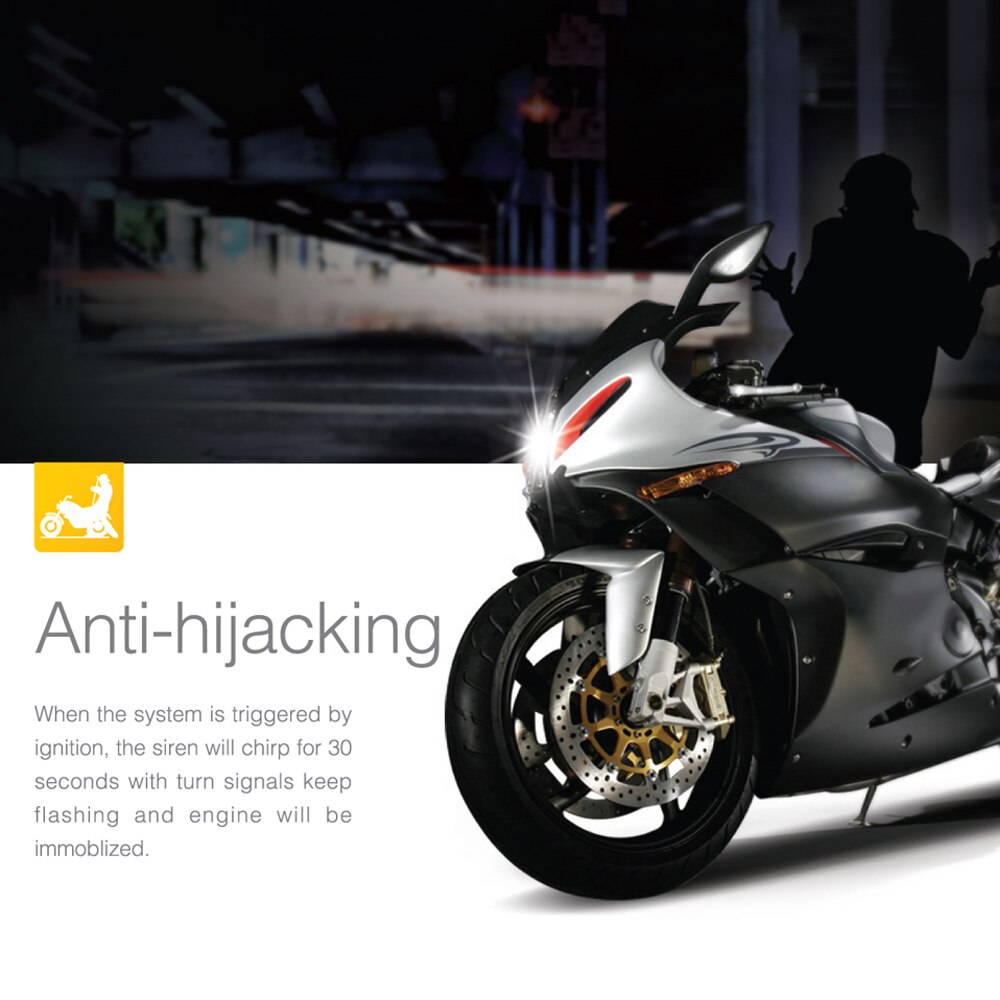 Original Steelmate 986E 1 forma de sistema de alarma de motor a distancia de arranque y parada del motor de la motocicleta de inmovilización con el transmisor