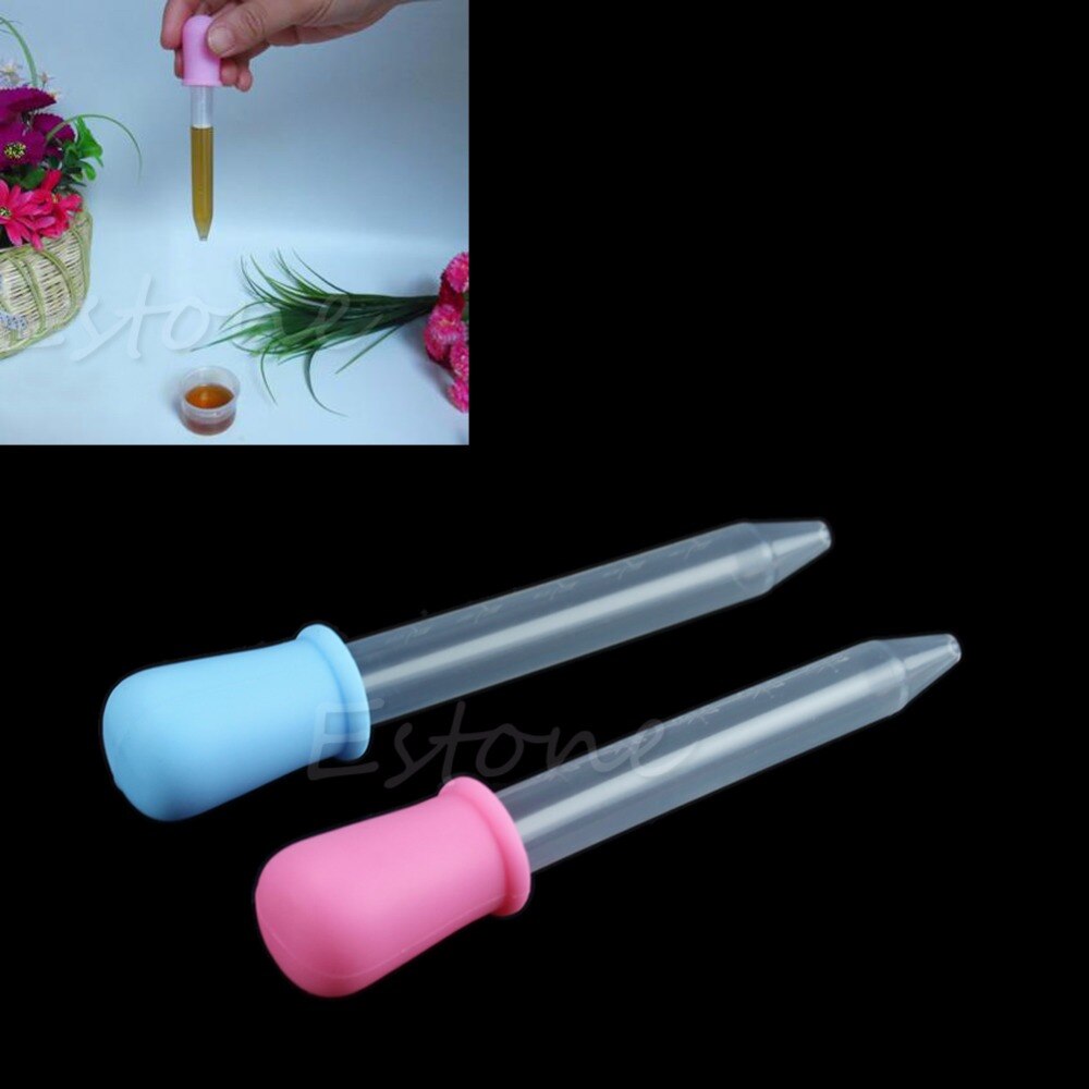 5ML Clear Baby Toddler Silicone Plastic Feeding Medicine Liquid Eye Ear Pipette Dropper 2Colors
