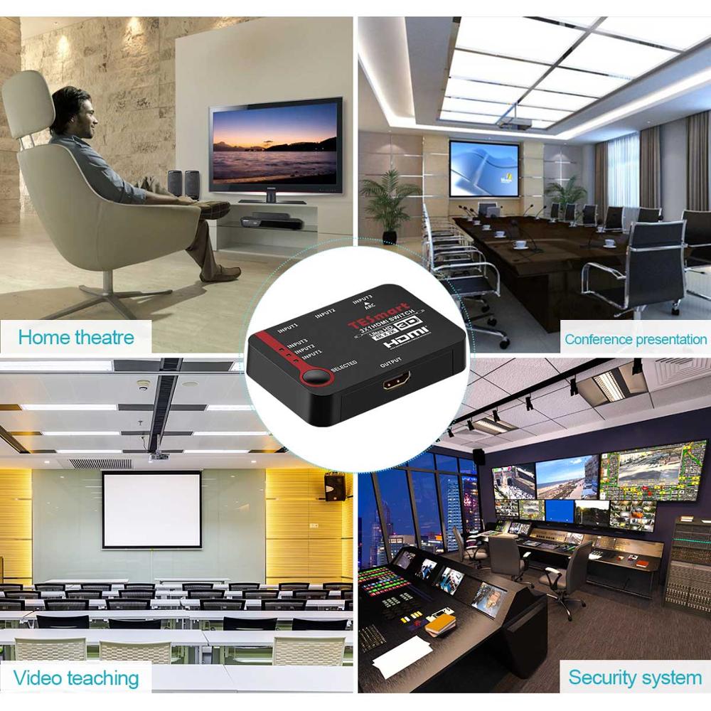 HDMI Switch, TESmart Intelligent 3x1Port HDMI Switch/Switcher, Splitter, Supports 4K, Full HD1080P, 3D with IR Remote