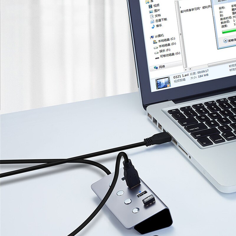3,0 USB 4-Hafen hoch-Geschwindigkeit Hub Aluminium Legierung Unabhängige Schalter Geschmack Hub Computer Splitter Erweiterung Dock