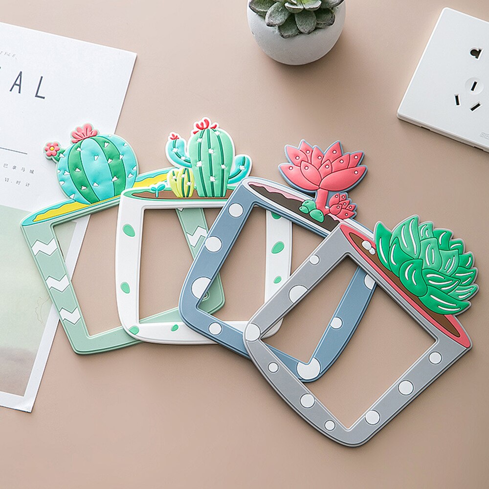 Pegatinas de interruptor de silicona para niños, pegatinas de pared de interruptor 3D de plantas suculentas de dibujos animados para dormitorio, decoración del hogar