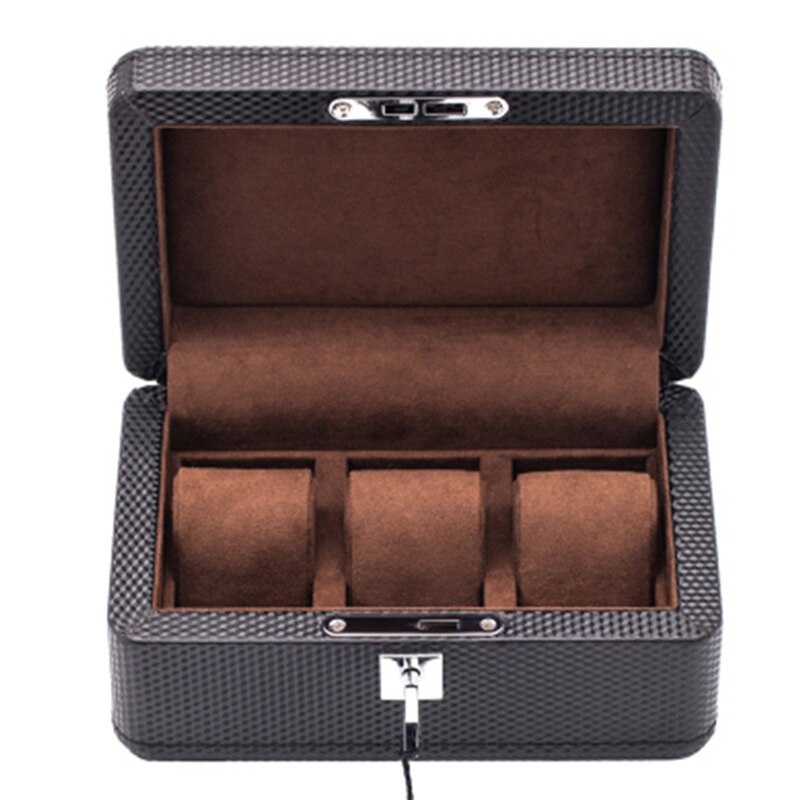 3 Slots Luxury Wood Watch Box Case Organizer with Lock Jewelry Storage Holder Case: 4
