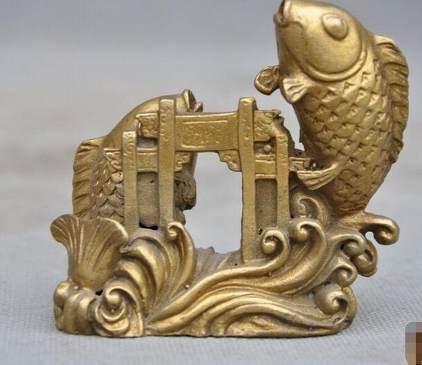 Messing Koper Chinese Feng Shui Gunstige Geluk Dier Vis Goudvis Standbeeld 3&quot;