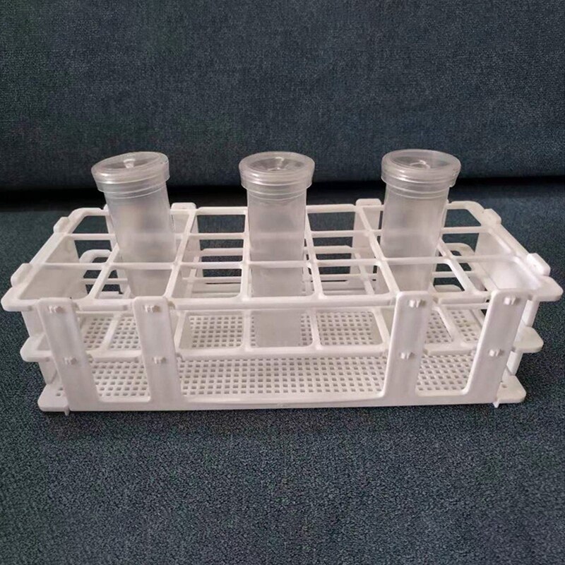 3 Paquetes de prueba de plástico soporte de tubos 21 agujeros tubo de ensayo para laboratorio soporte de tubos soporte para 30mm tubos de ensayo blanco desmontable (21 agujeros)
