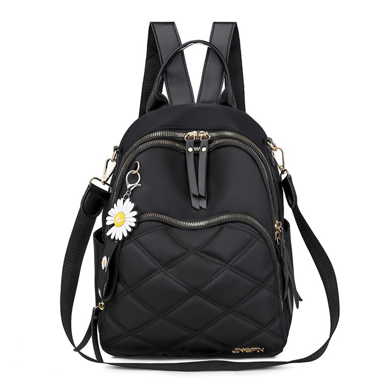 Mochila feminina de pano, mochila feminina de pano oxford, bolsa de ombro escolar para meninas adolescentes, mochila leve para viagem: Preto