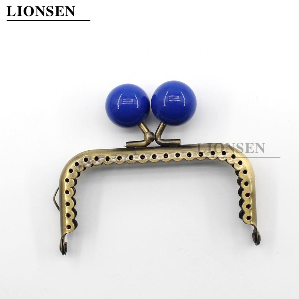 LIONSEN 8.5cm duże koraliki antyczny brąz kwadratowy metalowy uchwyt do torebki do torby sprzęgła akcesoria torebkowe dokonywanie pocałunek blokada zapięcia: Royal Blue