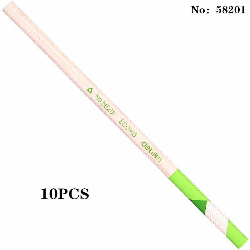 Deli non wood HB triangular advanced graphite writing pencil, sketch pencil, imitation wood pencil, student office stationery: 10pcs