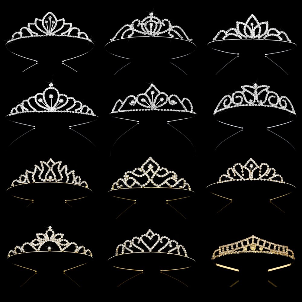 Feminino menina crianças coroa princesa cristal tiaras casamento strass bandana baile presente jóias de cabelo decoração