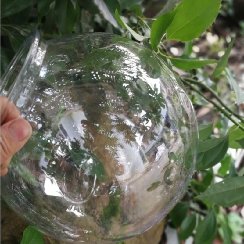 Pecera redonda de plástico transparente para acuario, pecera de acrílico de escritorio, maceta para plantas verdes