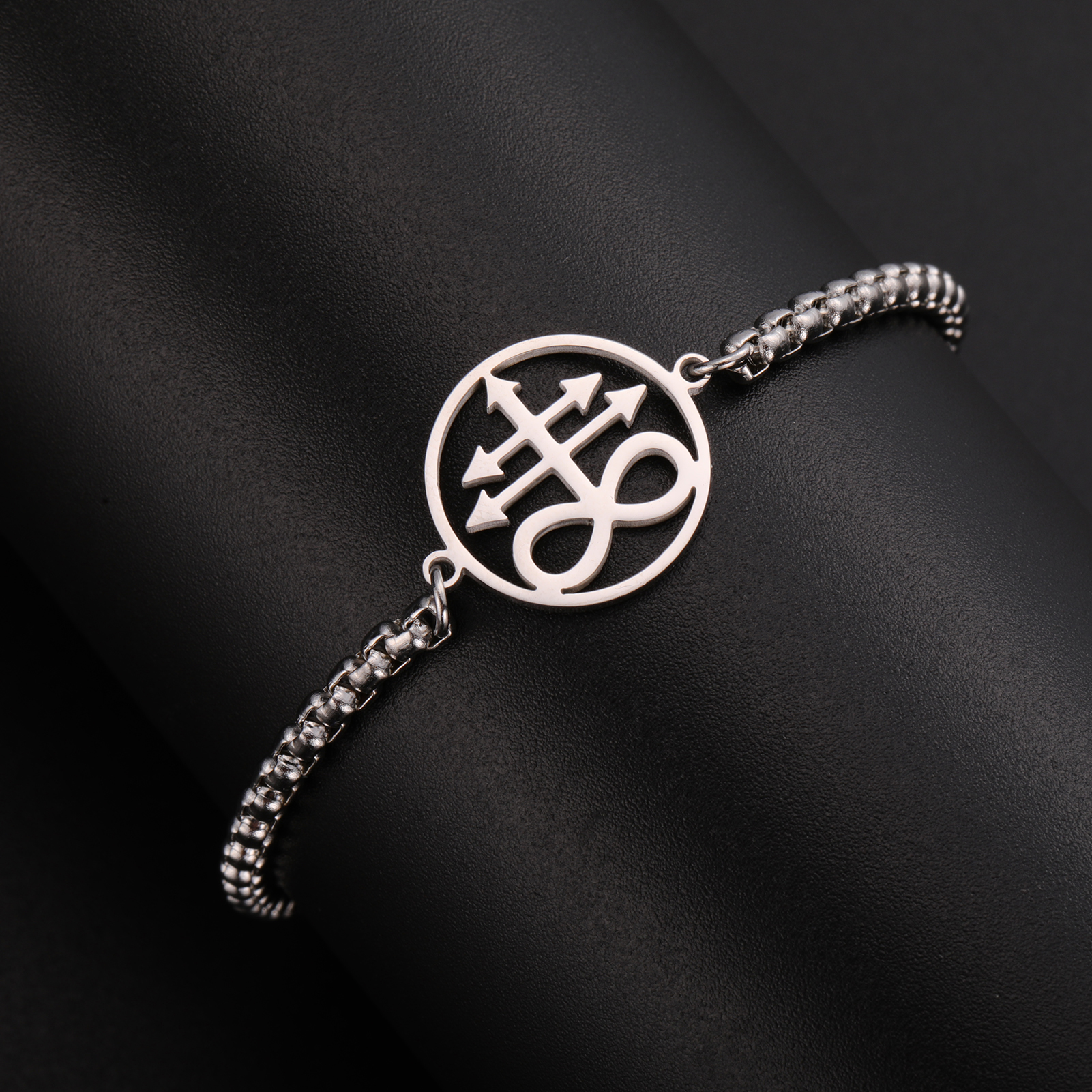 LIKGREAT Satanic Leviathan Kruis Signet Armband Vintage Demon Devil ketting Armband voor Mannen Talisman Amulet Sieraden: Hot Stamping