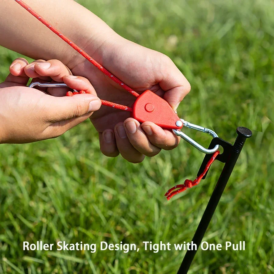 4 Ropes Adjustable Ratchet Rope Straps with Buttons Suitable for Tents Sunshades Plant Lights Outdoor Camping and Hiking