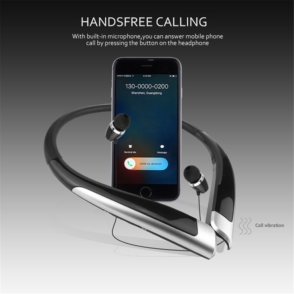HBS-1100 Stereo Bluetooth Headphone Binaural Hand-free Neckband Earphones Mini Wireless Headset
