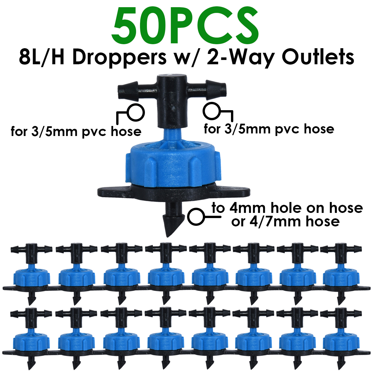 KESLA 10-100M Irrigation Watering System Kit 4-Way 2-Way 8L Drip Arrow Transmitter Dripper Sprinkler Potted Planting Greenhouse: Brown