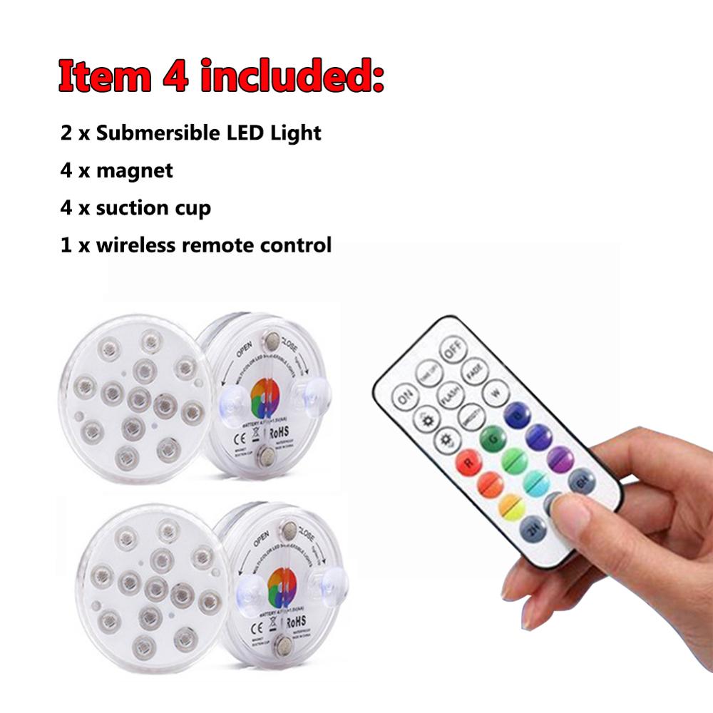 13 Leds Submersible Light Swimming Pool Fountain Spa Bathroom IP68 Waterproof RGB Lighting Underwater Lamp with Remote Control: Item 4