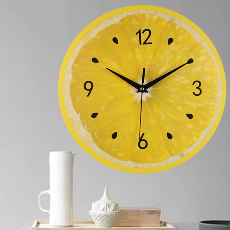 Lemon Fruit Wall Clock Lime Modern Kitchen Clocks Home Decor Living Room Clock Tropical Fruit Wall Art Clock