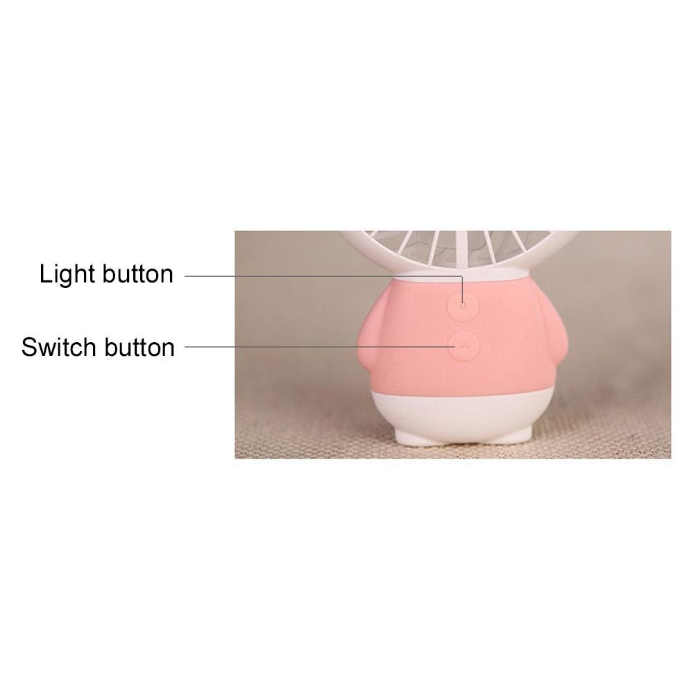 Ventilador portátil de bolsillo con luces coloridas de dibujos animados, ventilador de refrigeración para exteriores de verano de 800mAh Mini
