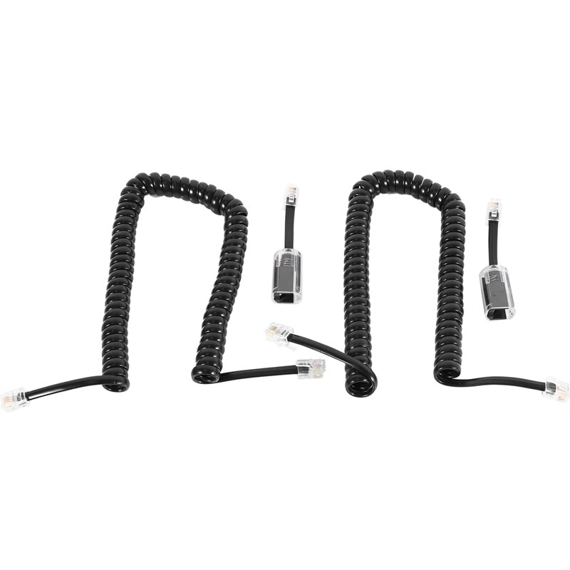Telefonkabel-entwirrer, , 2er -Pack, schwarz, spiralförmig, telefonhörerkabel,  / 1.1 ft spiralförmig , 2er- Pack, schwarz, verlängert, drehbar: Ursprünglich Titel