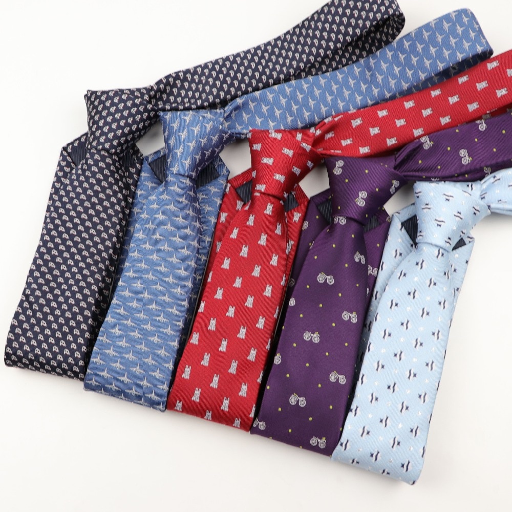 6cm bredde herre børn slips formel stribet jacquard fest slips smal cykel paraply hund bil corbata halstøj gravata