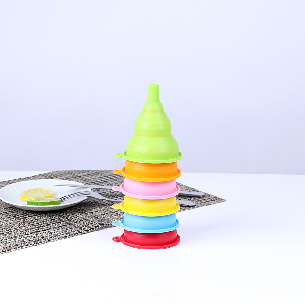 1Pcs Kitchen Tool Food-Grade Folding Silicone Funnel Household Liquid Dispensing Mini Funnel Colors Small Funnel Kitchen
