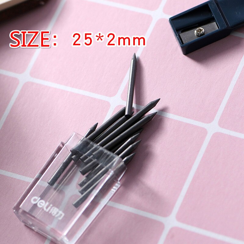 Deli Metal Compass Lead Refills 2.0mm Universal Drawing Metal Compass Replacement Core with Pencil Sharpener