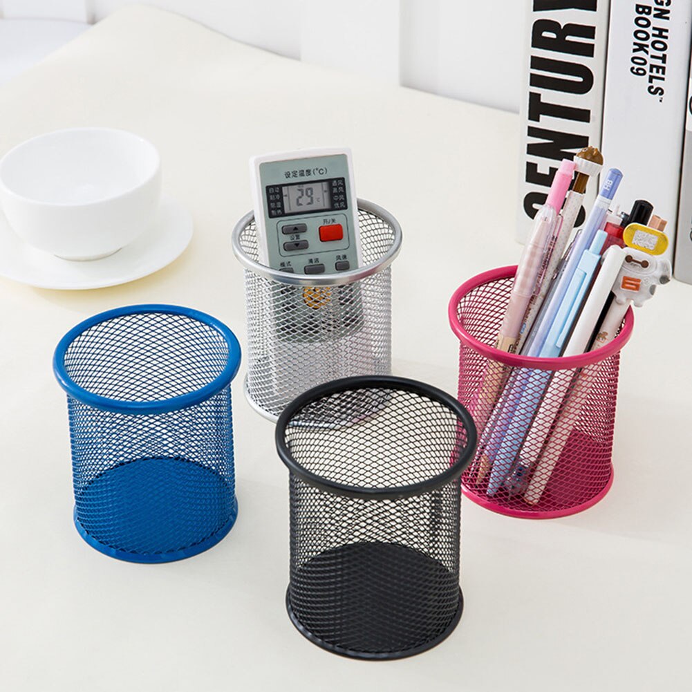 Mesh Metal Makeup Brushes Holder Pen Pencil Brush Pot Holder Storage Container Office Desk Organizer Cosmetic Pen Box