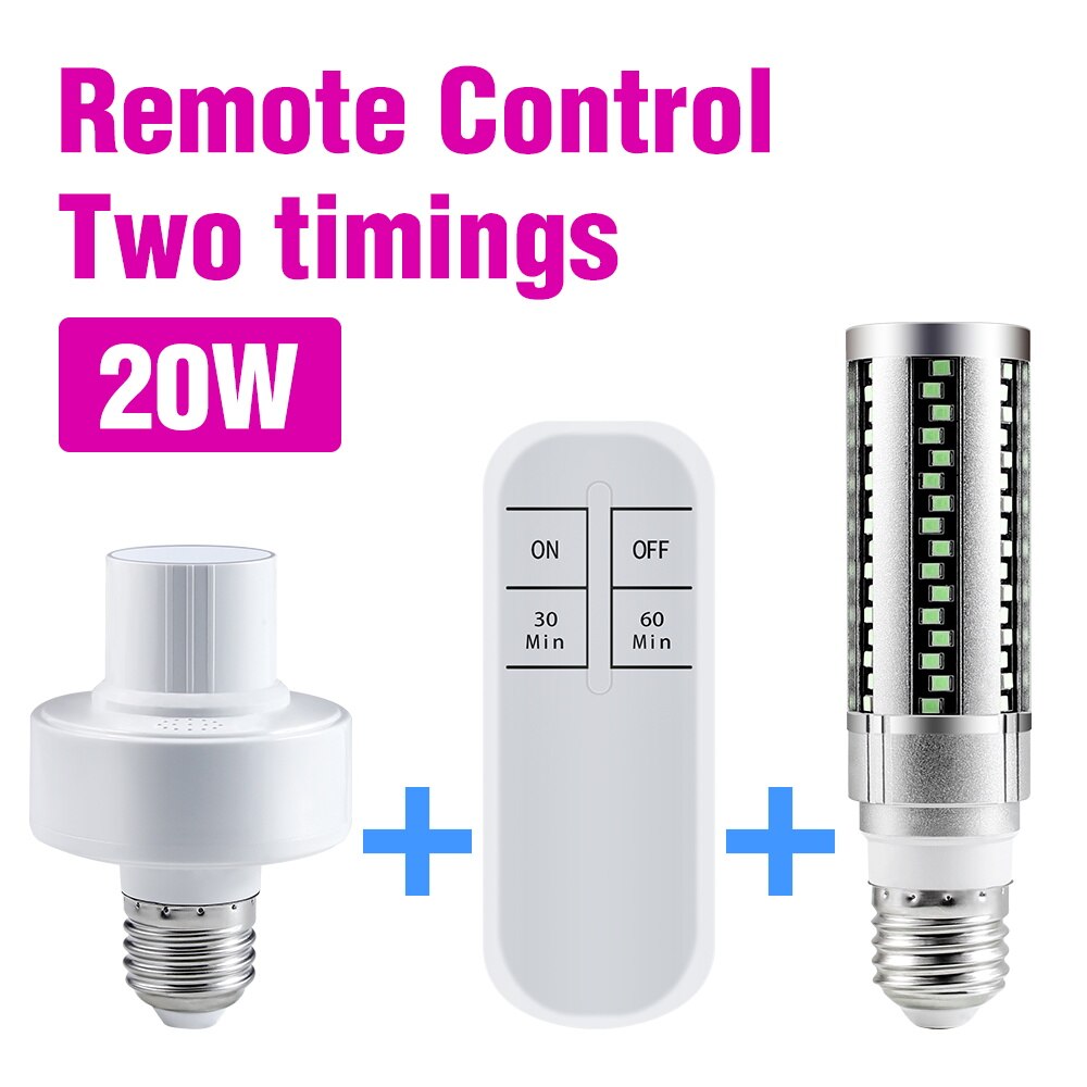 Germicidal Light 9UVC 18UVC E27 UV Sterilizer LED 15W 20W 60W Ozone Lamp 220V Ultraviolet Light Home Disinfect Bacterial 110V: Smart Mode 20W UV / 110V