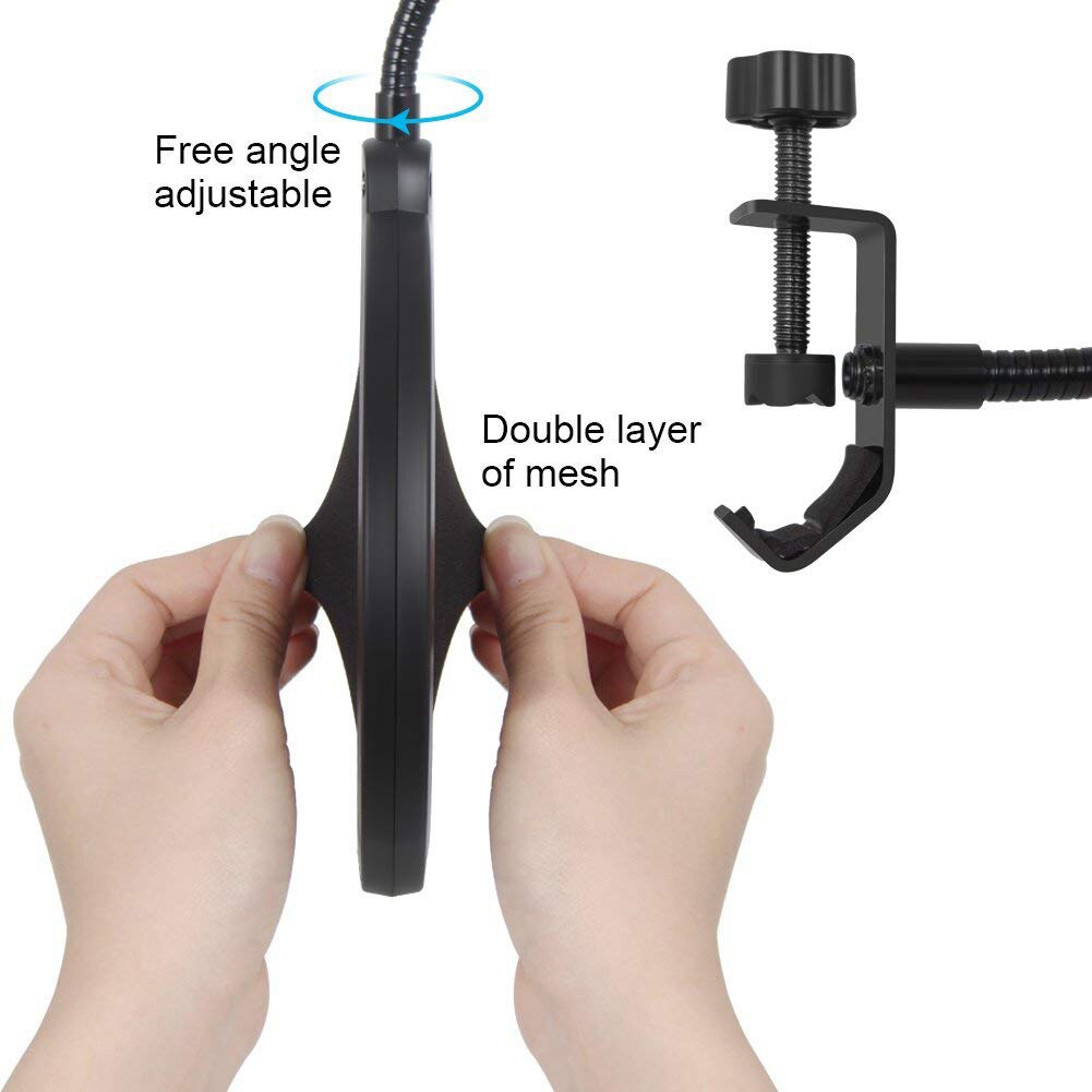 Bonnette anti-pop pour microphone, filtre anti-pop en métal durable, capot anti-soufflage en plastique, masque double couche pour accessoires de micro chant