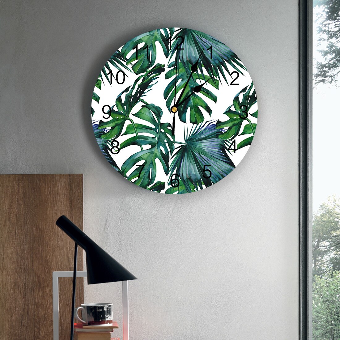 Tropical Palm Leaves Classic Wall Clock Home Decor Bedroom Silent Oclock Watch Wall for Kitchen Living Room Wall Digital Clock