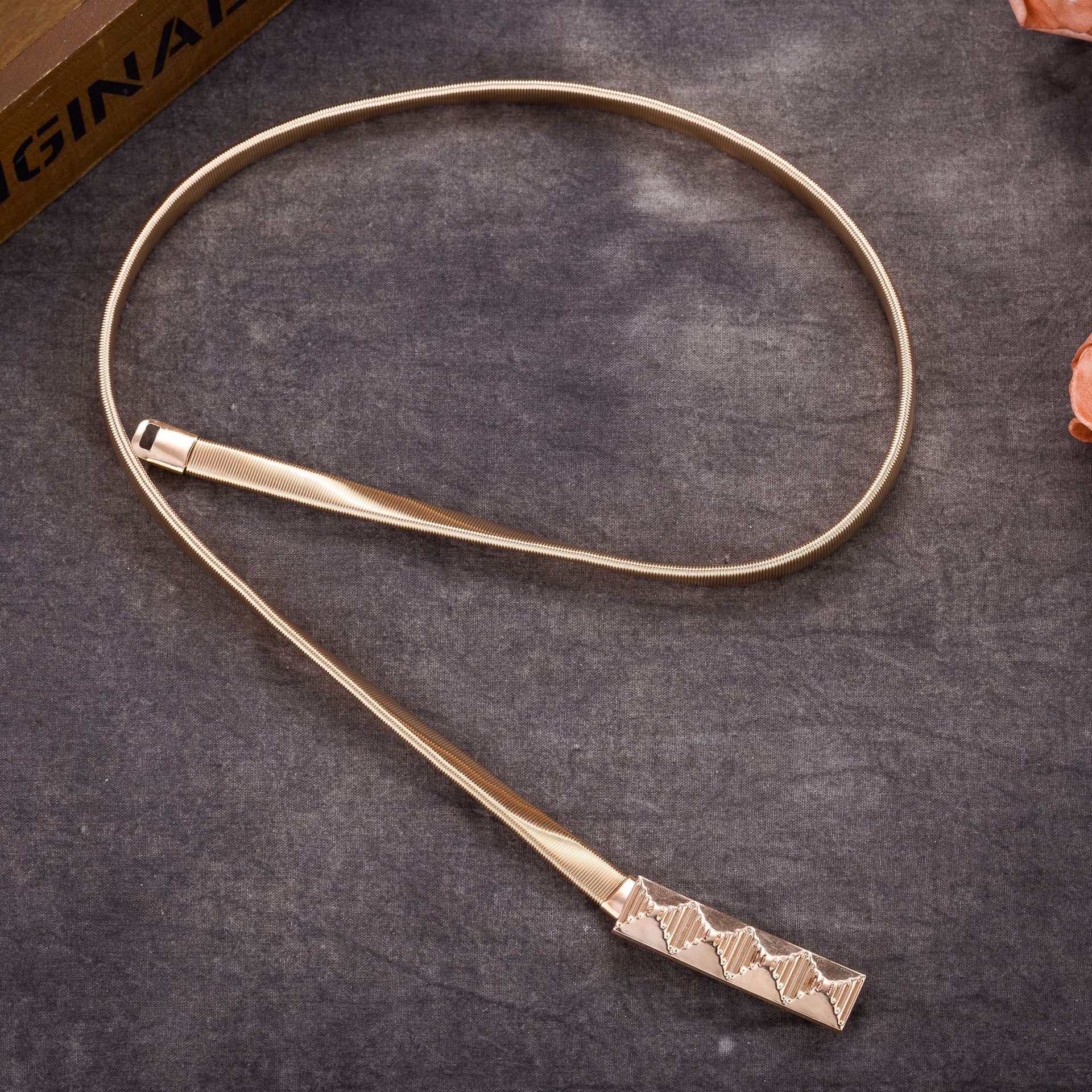 Metalpladebælter til kvinder mærke kvinder skinny bælte kvindelige guld sølv farve talje kæde elastiske tynde cummerbunds: 5