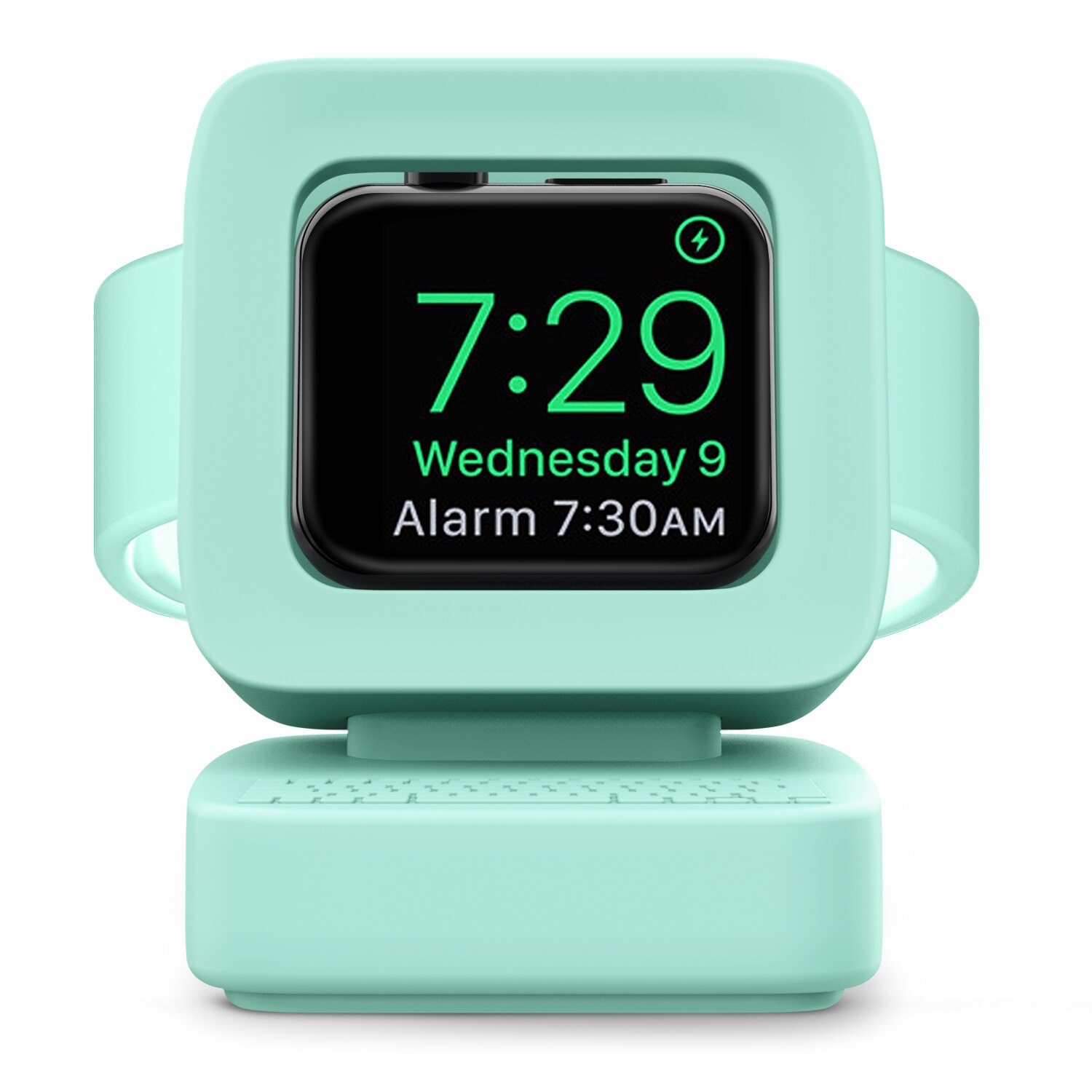 Mapuce oplader stativmonteret silikone dock holder til apple watch serie 3/2/1 opladerkabel til apple iwatch serie 42mm/38mm: Grøn