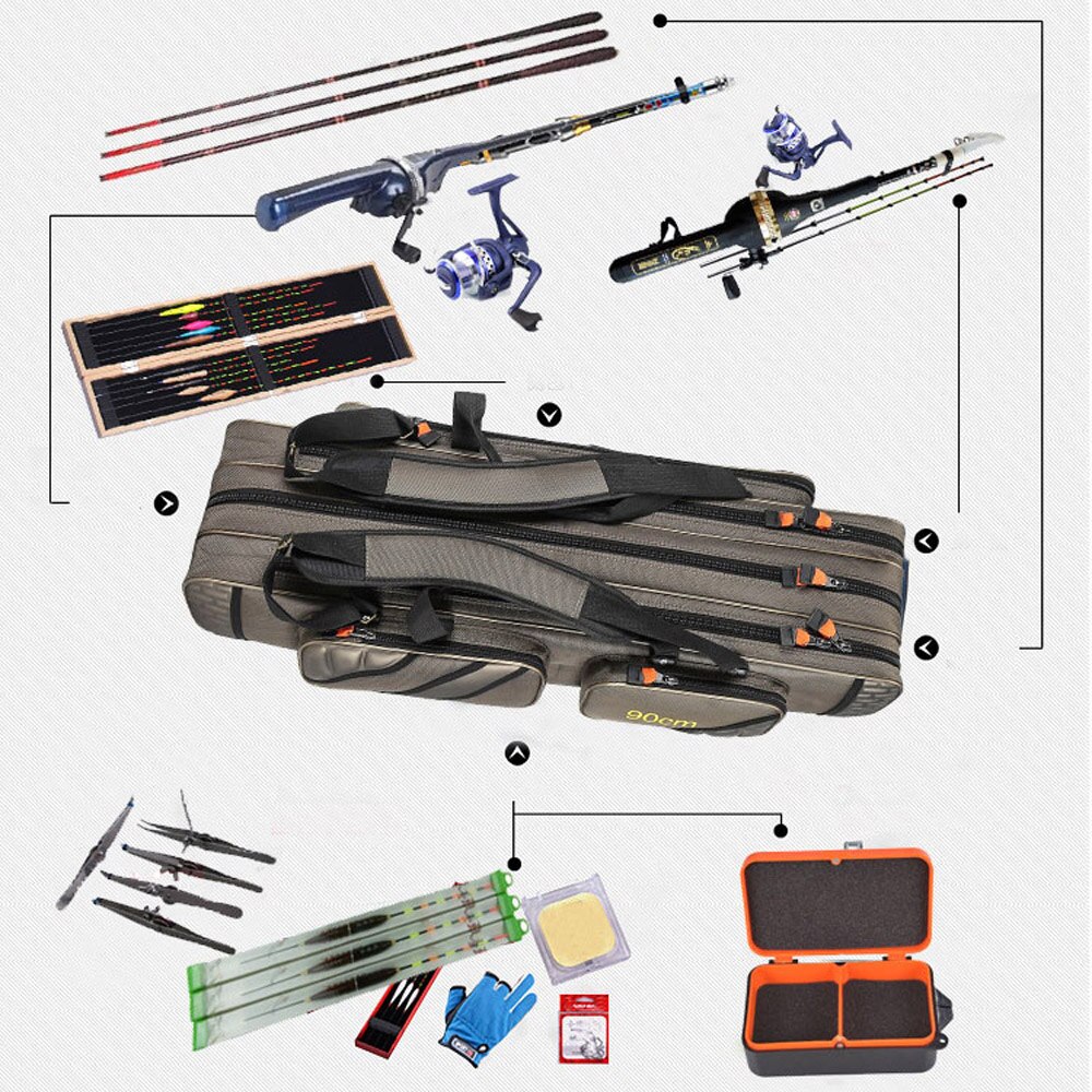 125cm 130cm 4 Layer Waterproof Fishing Rod Bag Thickening Oxford Fishing Pole Reel Tool Storage Case Tackle Gear Travel Organize