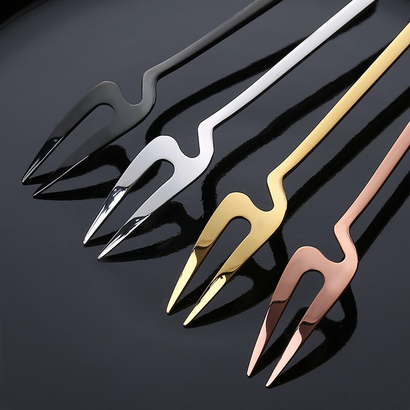 4 Pcs Stainless Steel Coffee Spoon Dessert Fork Long Handle Hanging Wall for Dessert Pizza Cake Steak P7Ding