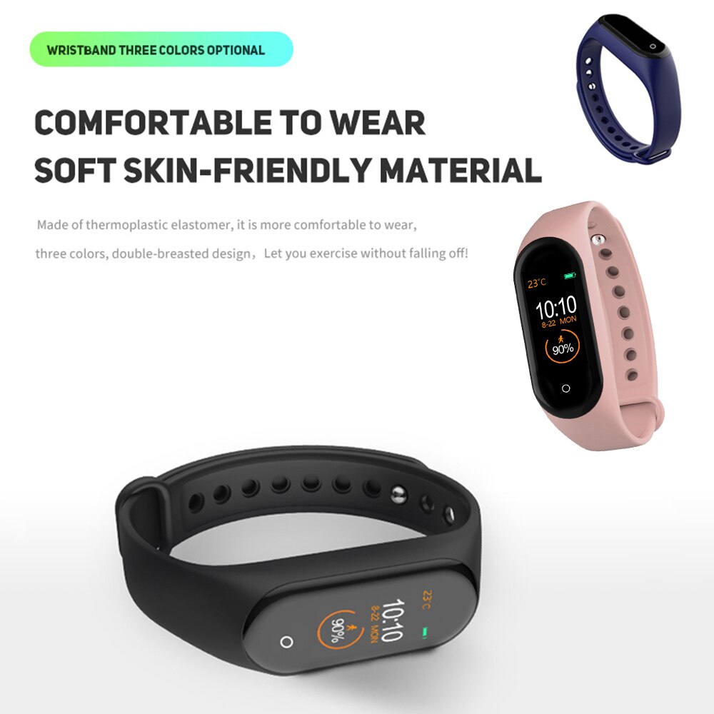 M4 intelligente horloges met kleurenscherm, sporthorloge met bluetooth, waterdicht, bloeddrukmeter en hartslagmeter voor fitness.