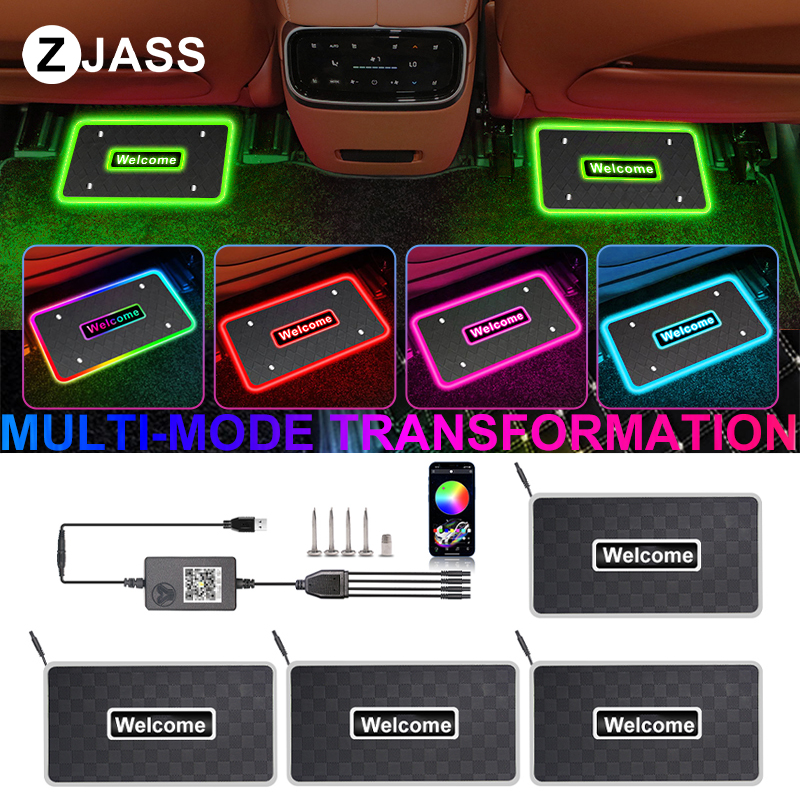 Luces ambientales interiores universales 2/4 en 1 para coche, 12V, 5V, aplicación sinfónica, 213 colores, alfombrillas Led para suelo de coche, accesorios de decoración de luz
