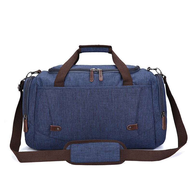 Retro Stijl Grote Capaciteit Canvas Business Travel Handtas Mannen Effen Kleur Vouwen Boarding Tas Grote Reistas: Dark Blue