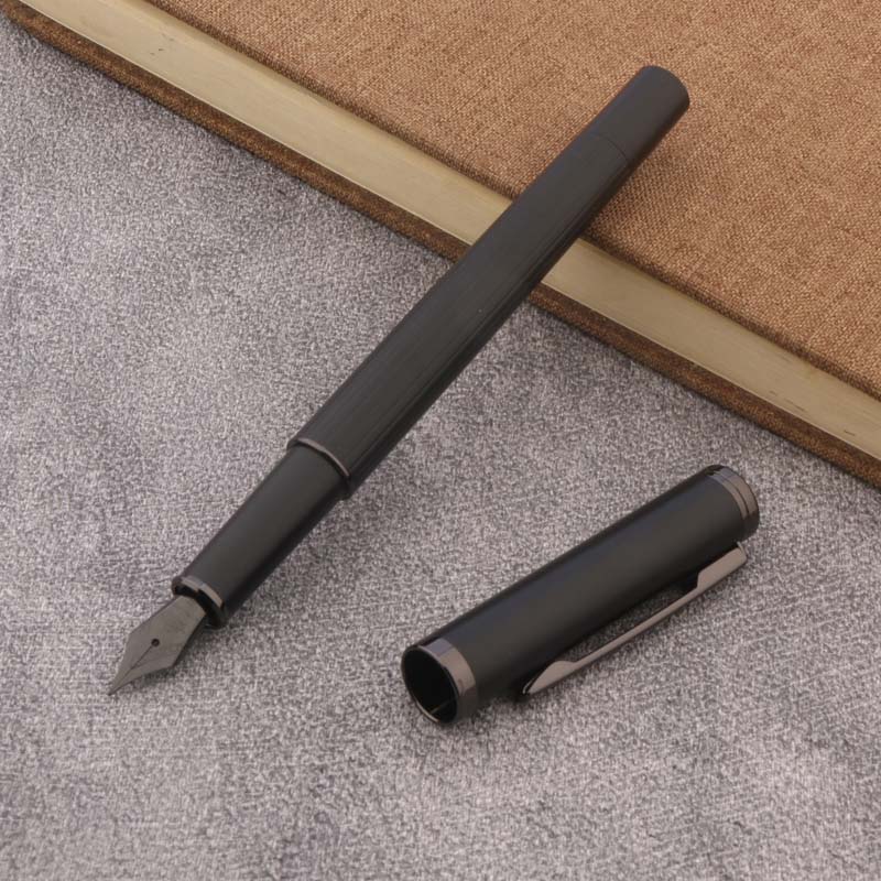 JinHao 88 Fountain Pen Frosted Black Nib EF F Business Office School Supplies Writing Ink Pens: black / F