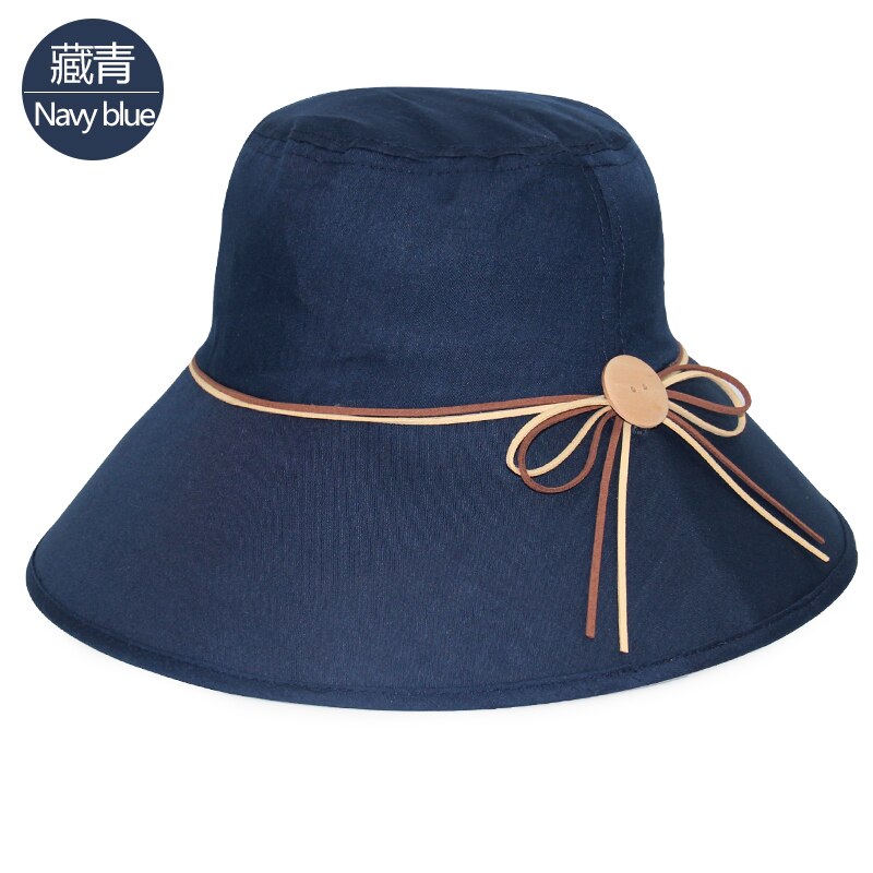 Simple kvinder sommer strand rejse bowknot bred skygge solhat vendbar foldbar kasket pigehat