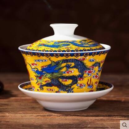 240ml céramique porcelaine Gaiwan de bonne augure longévité bol à thé avec couvercle soucoupe Kit pour de mariage bureau théière bouilloire: 05