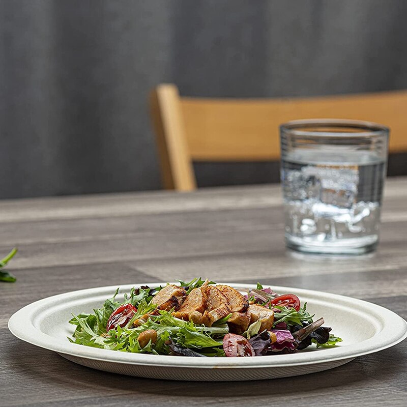 Compostable Heavy-Duty Plates Eco-Friendly Disposable Sugarcane Paper Plates Biodegradable Plates
