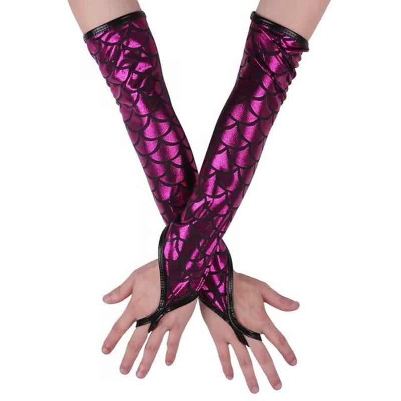 Sexy Dames Lak Lederen Handschoenen Halloween Cosplay Nachtclub Podium Voorstelling Paaldans Arm Mouwen Haak Vinger Lange Want: Goud