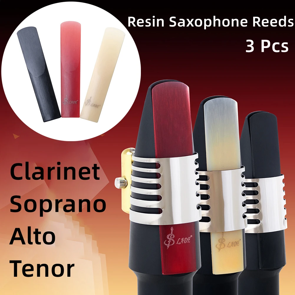 Piezas de cañas de saxofón de plástico y resina, 3 uds., para clarinete, Soprano, Alto, Tenor, instrumentos profesionales, accesorios para saxofón