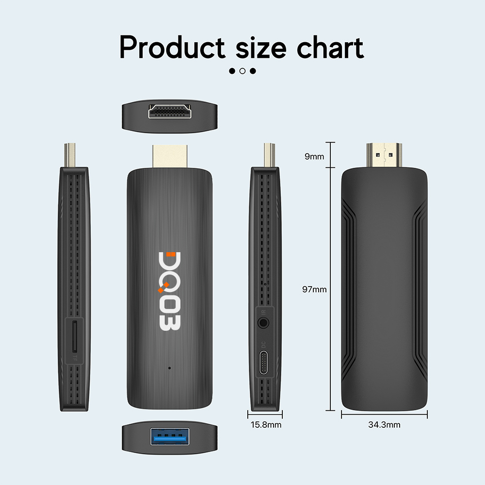 VONTAR DQ03 Mini TV Stick Android 10 QuadCore 1G8G 2G16G Suporte 4K @ 60fps HDR10 + 2.4G e 5.8G Dual Wifi TV BOX Android 10.0