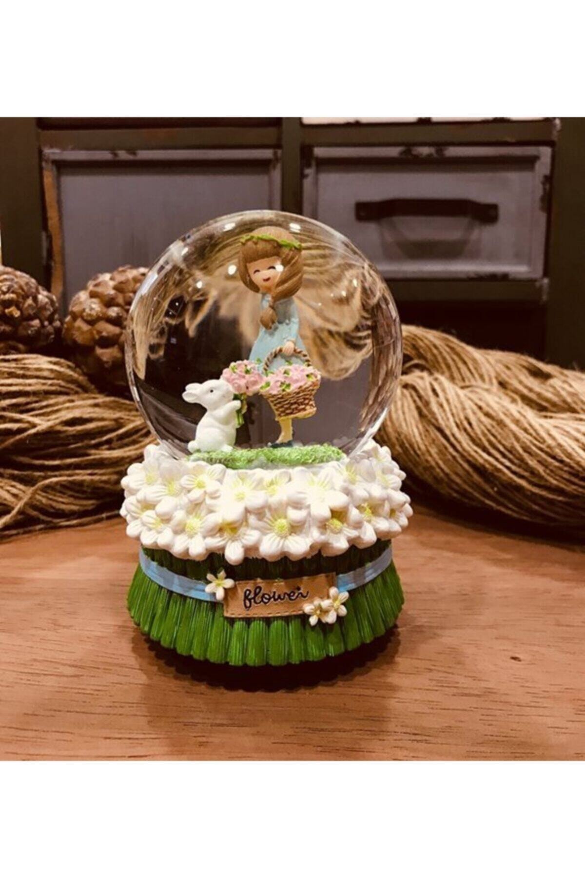 Boule de neige avec lapin pour fille, boules de cristal, Globes magnétiques, articles , décoration pour la maison et le bureau